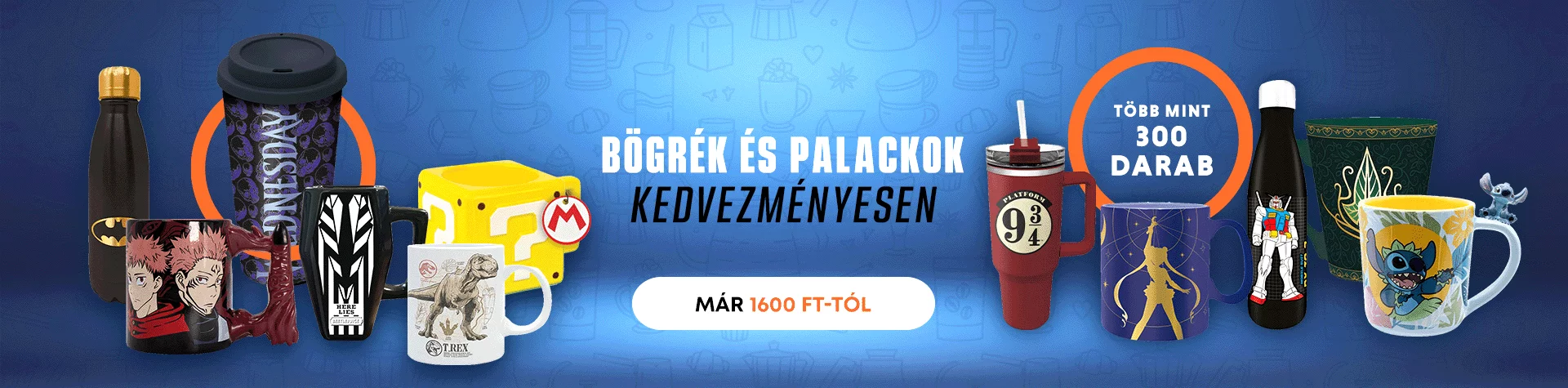 Bögrék és palackok kedvezményesen