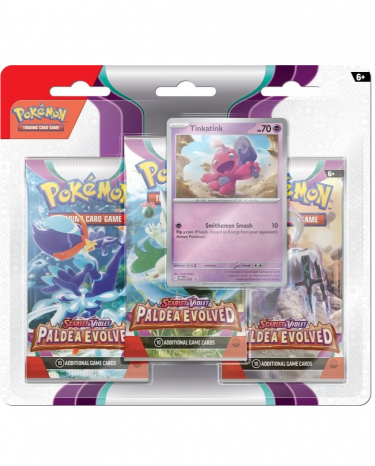 Kártyajáték Pokémon TCG: Scarlet & Violet - Paldea Evolved 3-Pack Blister booster (Tinkatink)