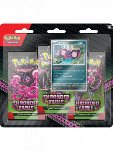 Kártyajáték Pokémon TCG: Scarlet & Violet - Shrouded Fable 3-Pack Blister booster (Pecharunt)