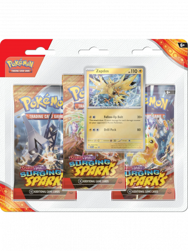 Kártyajáték Pokémon TCG: Scarlet & Violet - Surging Sparks 3-Pack Blister booster (Zapdos)