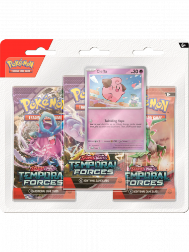 Kártyajáték Pokémon TCG: Scarlet & Violet Temporal Forces - 3-Pack Blister booster (Cleffa)