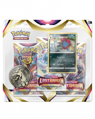 Kártyajáték Pokémon TCG: Sword & Shield Lost Origin - 3-Pack Blister booster (Weavile)