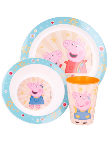 Gyermek étkészlet Prasátko Peppa - tányér, tál és pohár