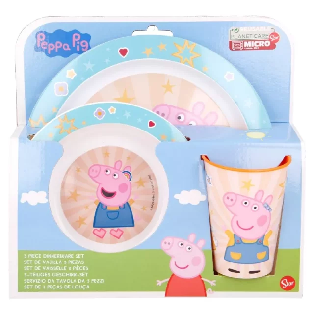 Nádobí dětské Prasátko Peppa - talíř, miska a sklenice