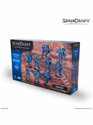 Társasjáték StarCraft - Tabletop Miniature Game - Marine - Expansion Set (9 figura)