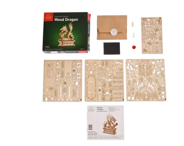 Építőkészlet Ugears - Wood Dragon (fa) - Fából