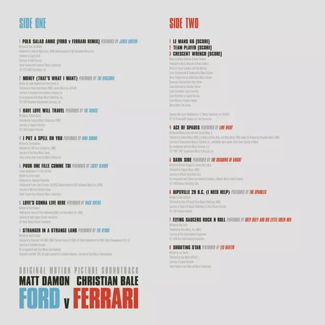 Hivatalos soundtrack Ford v Ferrari na LP