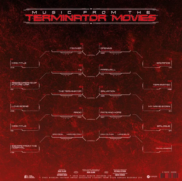 Hivatalos soundtrack Music from the Terminators Movies (London Music Works) na 2x LP