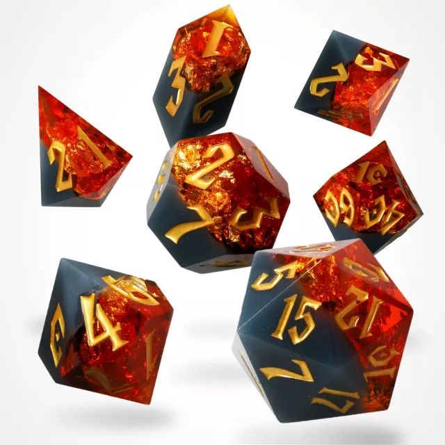 Kockák Volcanic Amber Resin - RPG Dice Set (7 db)