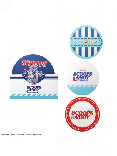 Poháralátétek Stranger Things - Scoops Ahoy (4 db)