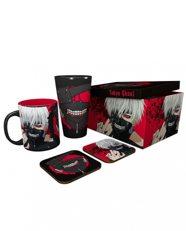 Ajándék szett Tokyo Ghoul - bögre, pohár, poháralátét