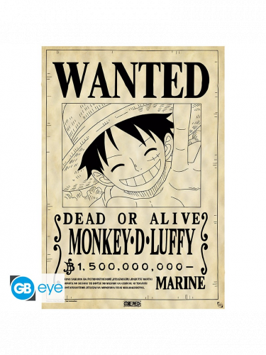 Poszter One Piece - Wanted Luffy Parchment