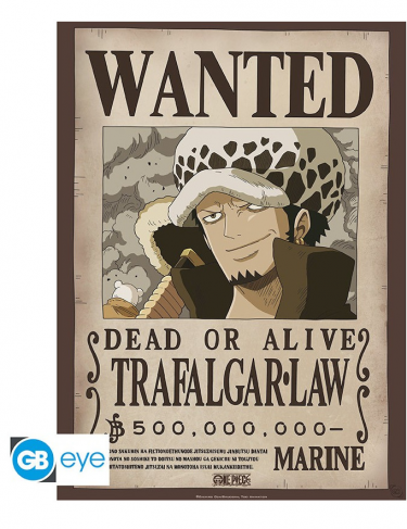 Poszter One Piece - Wanted Trafalgar Law