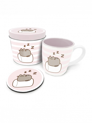 Ajándékcsomag Pusheen - Pusheen plechovka (bögre, poháralátét)