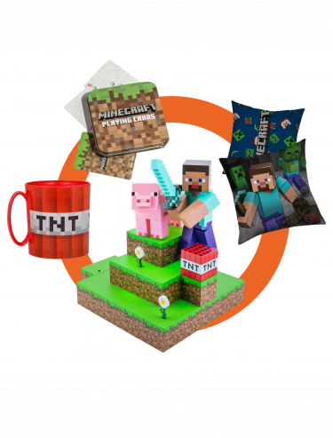 Bundle Minecraft MEGA - Lámpa, párna, bögre, játékkártya 