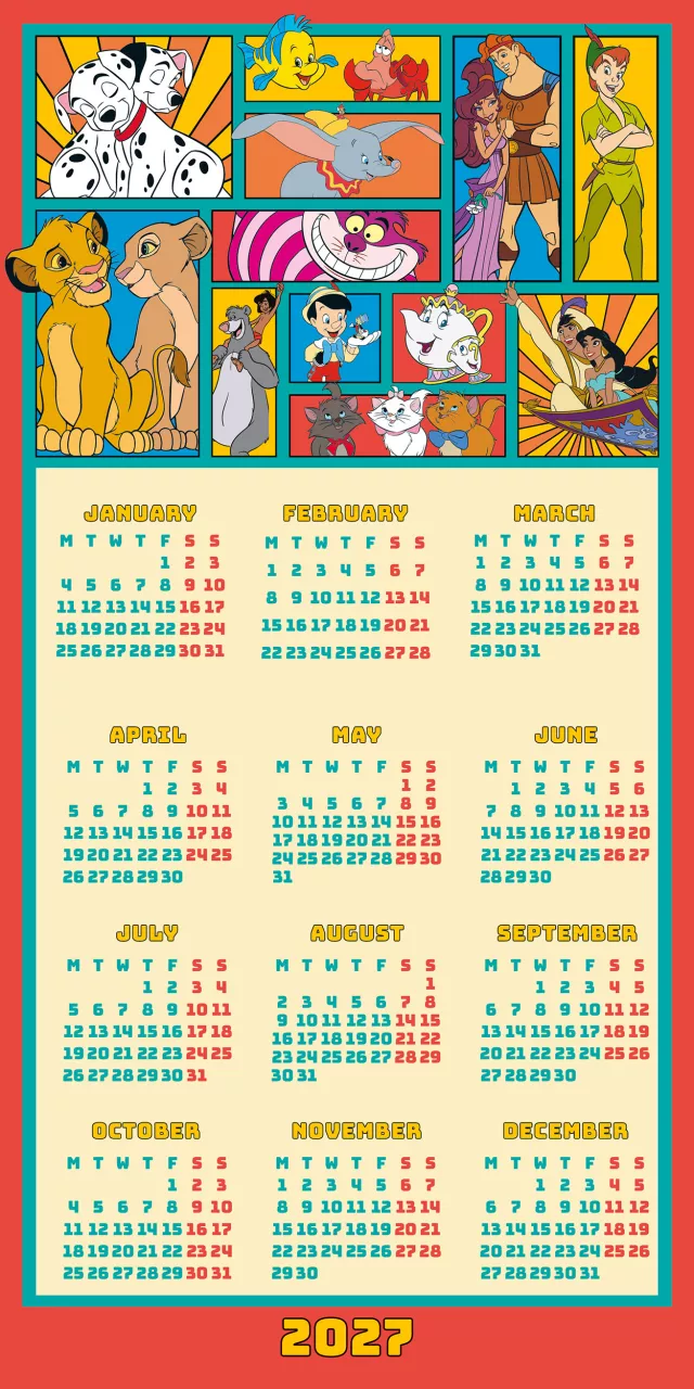 Naptár Disney Classics - Family Organiser 2027 (+matricák - Disney mesék
