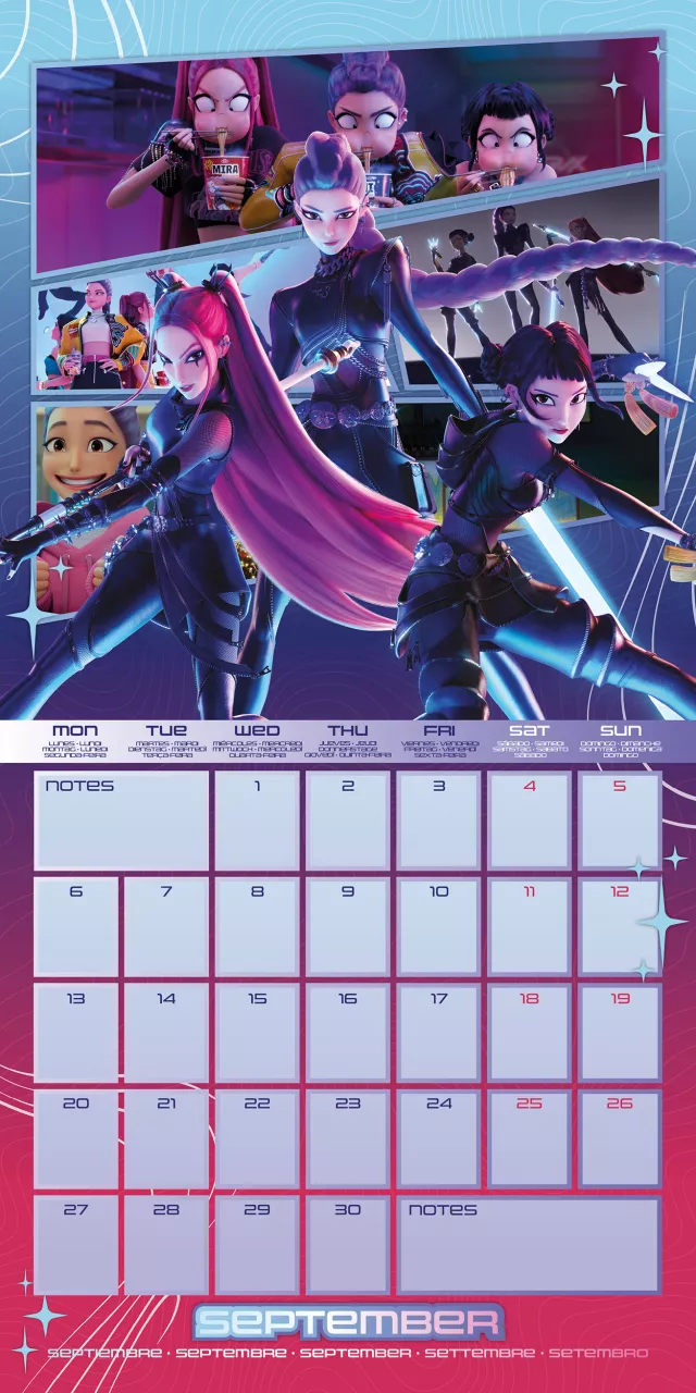 Naptár KPop Demon Hunters 2027 (16 hónapos, multi-language)