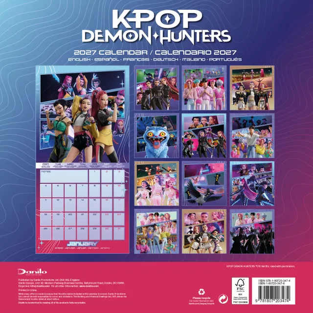 Naptár KPop Demon Hunters 2027 (16 hónapos, multi-language)