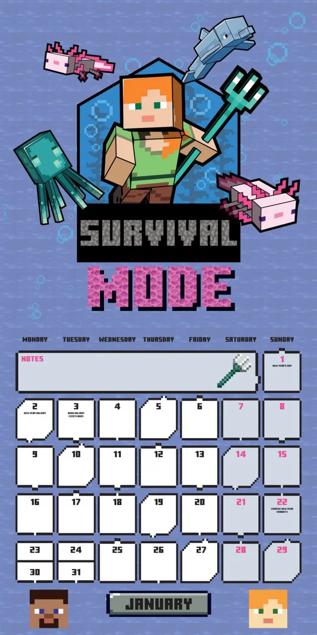 Naptár Minecraft 2023