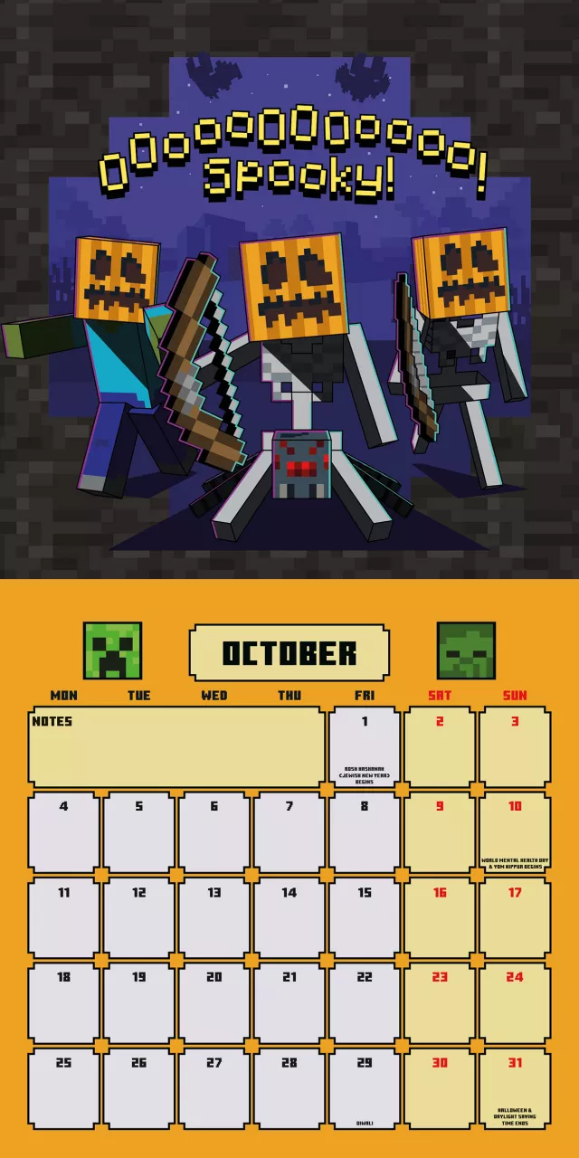 Naptár Minecraft 2027