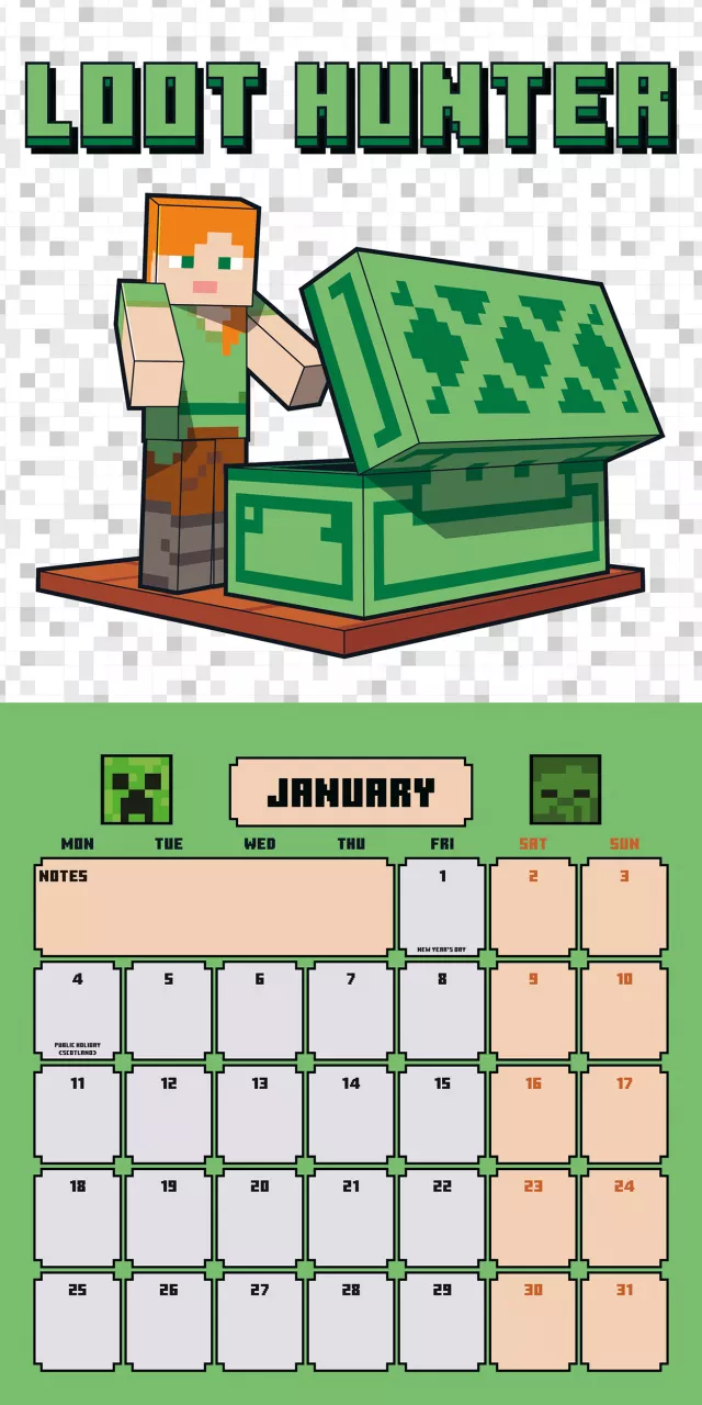 Naptár Minecraft 2027