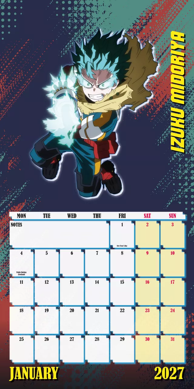 Naptár My Hero Academia 2027 - Anime