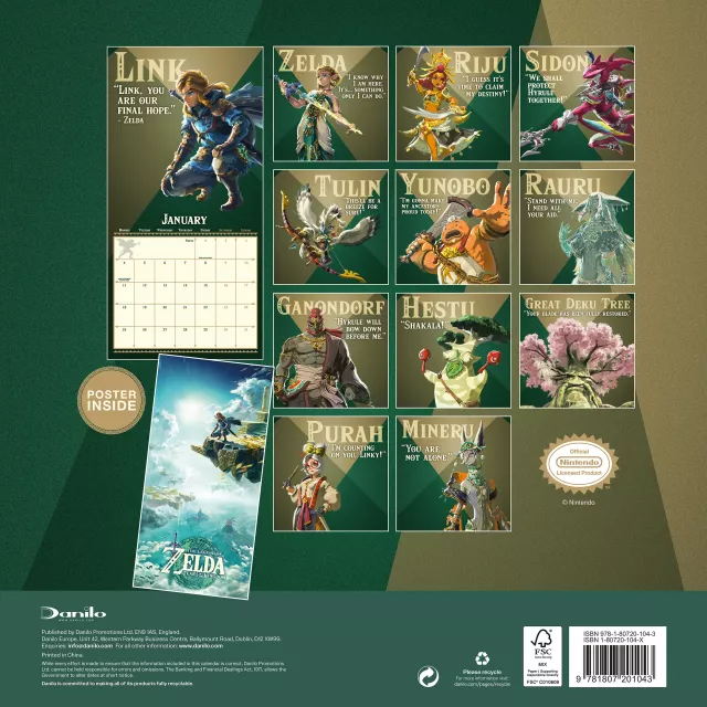 Naptár The Legend of Zelda: Tears of the Kingdom 2027