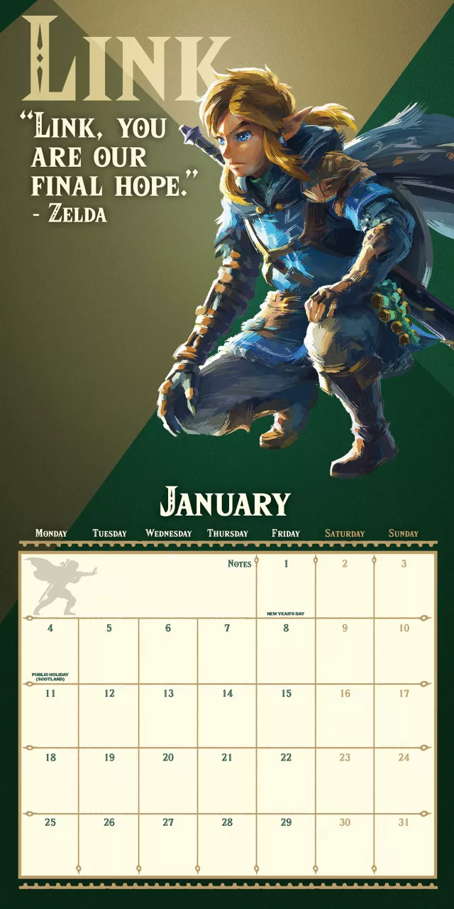 Naptár The Legend of Zelda: Tears of the Kingdom 2027
