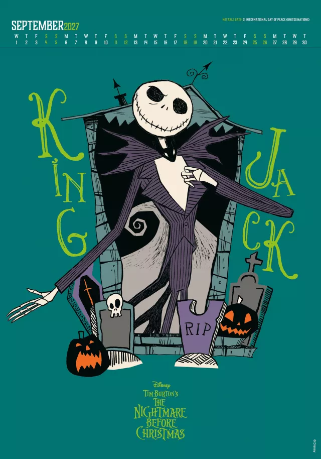 Naptár The Nightmare Before Christmas Deluxe 2027 (A3) - Tim Burton