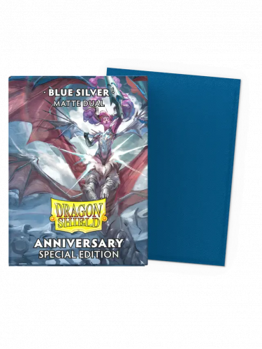 Védőcsomagolás kártyákhoz Dragon Shield - Dual Sleeves Matte Blue Silver (25th Special Edition) (100 db)