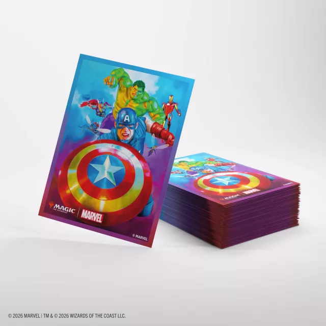 Kártyavédő tokok Gamegenic - Marvel Super Heroes - Premium Double Sleeving Captian America, Team Leader (105ks) - Magic The Gathering