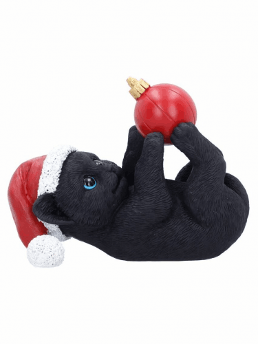 Karácsonyi dísz Jingle Paws - Cat in Santa Hat Playing With Bauble (Nemesis Now)