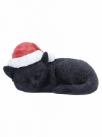 Karácsonyi dísz Jingle Paws - Sleeping Black Cat in Santa Hat (Nemesis Now)