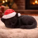 Karácsonyi dísz Jingle Paws - Sleeping Black Cat in Santa Hat (Nemesis Now) - Nemesis Now