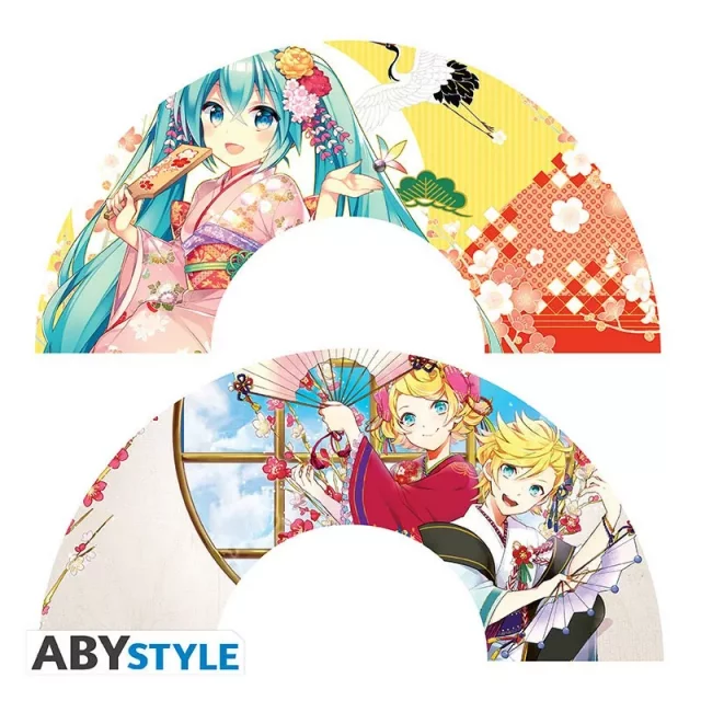 Vějíř Hatsune Miku - Hatsune Miku & Twins Kimono