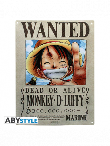 Fém tábla One Piece - Luffy Wanted