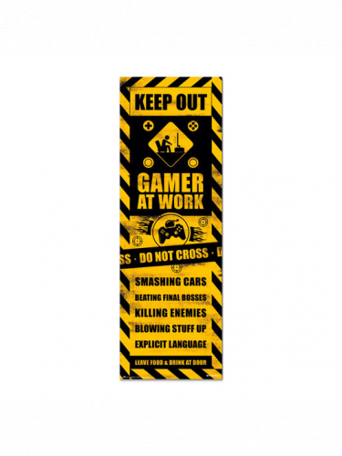 Ajtó plakát Caution! Gamer