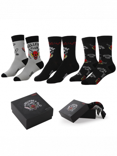 Zokni Stranger Things - Hellfire Club (méret 38/45) (3 pár)