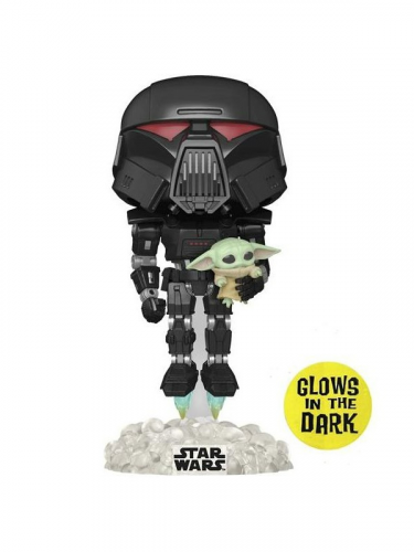 Figura Star Wars: The Mandalorian - Dark Trooper with Grogu Glow in the Dark (Funko POP! Star Wars 488)