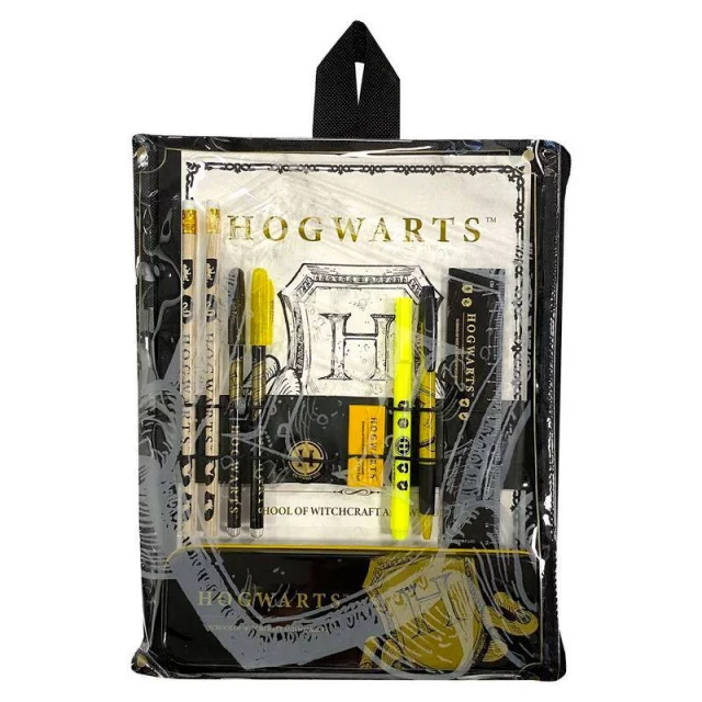Dárkový set Harry Potter - psací potřeby (penál, propiska, tužka, guma, pravítko, ořezávátko, zápisník)