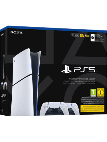 Konzol PlayStation 5 Slim 825 GB – Fehér + 2 db DualSense (Digital Edition) (PS5)