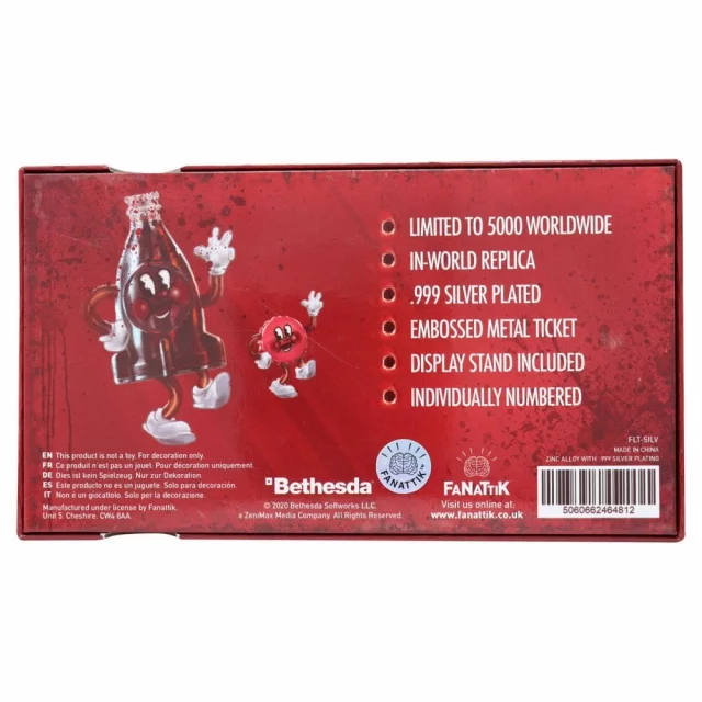 Sběratelská plaketka Fallout - Nuka World Ticket (postříbřená)