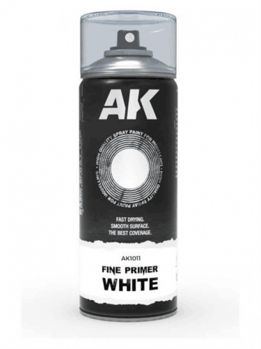 AK Fine Primer White Spray - alapozó festék, fehér (spray)