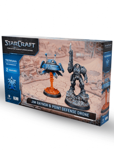 Figurás játék StarCraft - Tabletop Miniature Game - Jim Raynor & Point Defense Drone - Hero Expansion Set (2 figura)