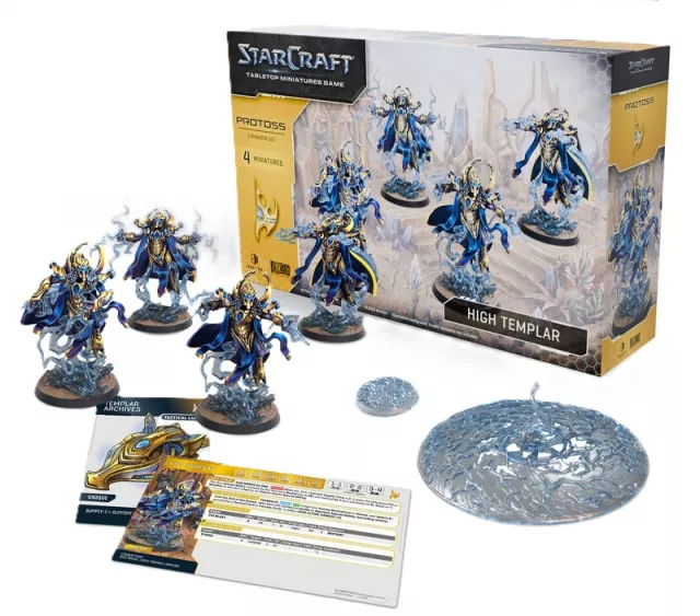 Figurás játék StarCraft - Tabletop Miniature Game - Protoss - High Templar (4 figura) - Fantasy