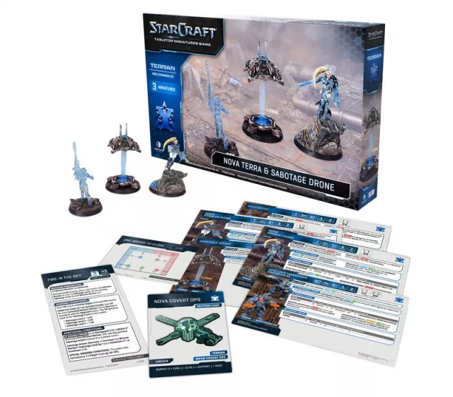 Figura játék StarCraft - Tabletop Miniature Game - Terran - Nova Terra & Sabotage Drone (3 figura) - Kalandos társasjáték