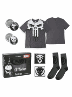 Marvel – Punisher ajándékcsomag (póló, kitűzők, felvarrók, zoknik) (XL-es méret)