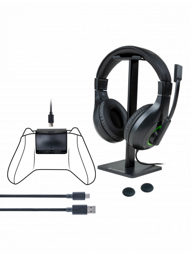 Tartozékkészlet BigBen Essential Pack 5in1 Xbox Series - Headset + állvány, akkumulátor, kábel, kontroller sapkák (XSX)